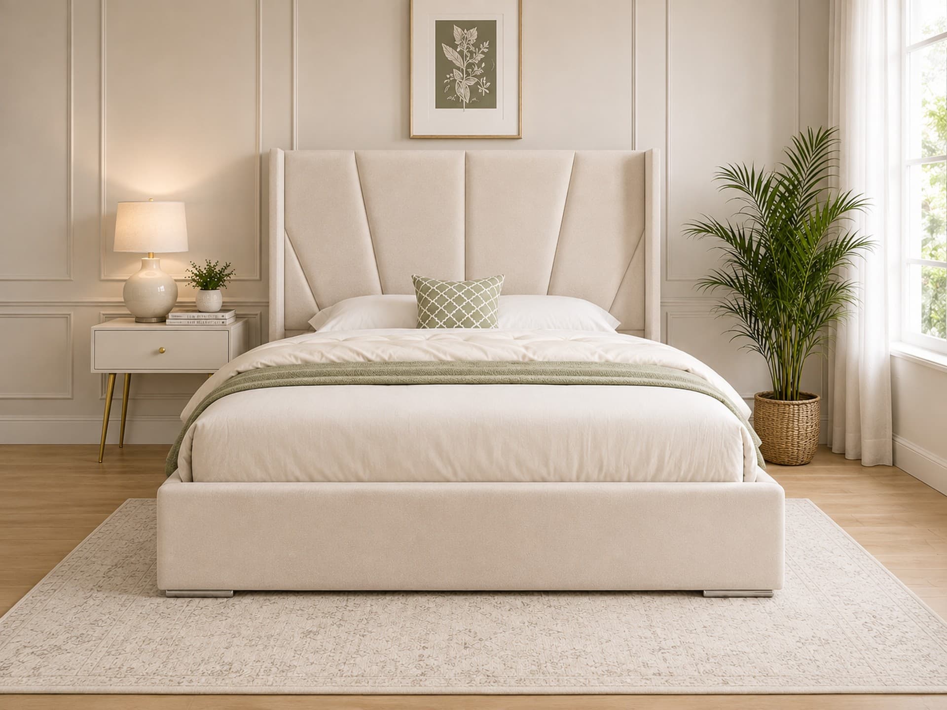 Baconton Curved Winged Upholstered Bed Frame in French Velvet