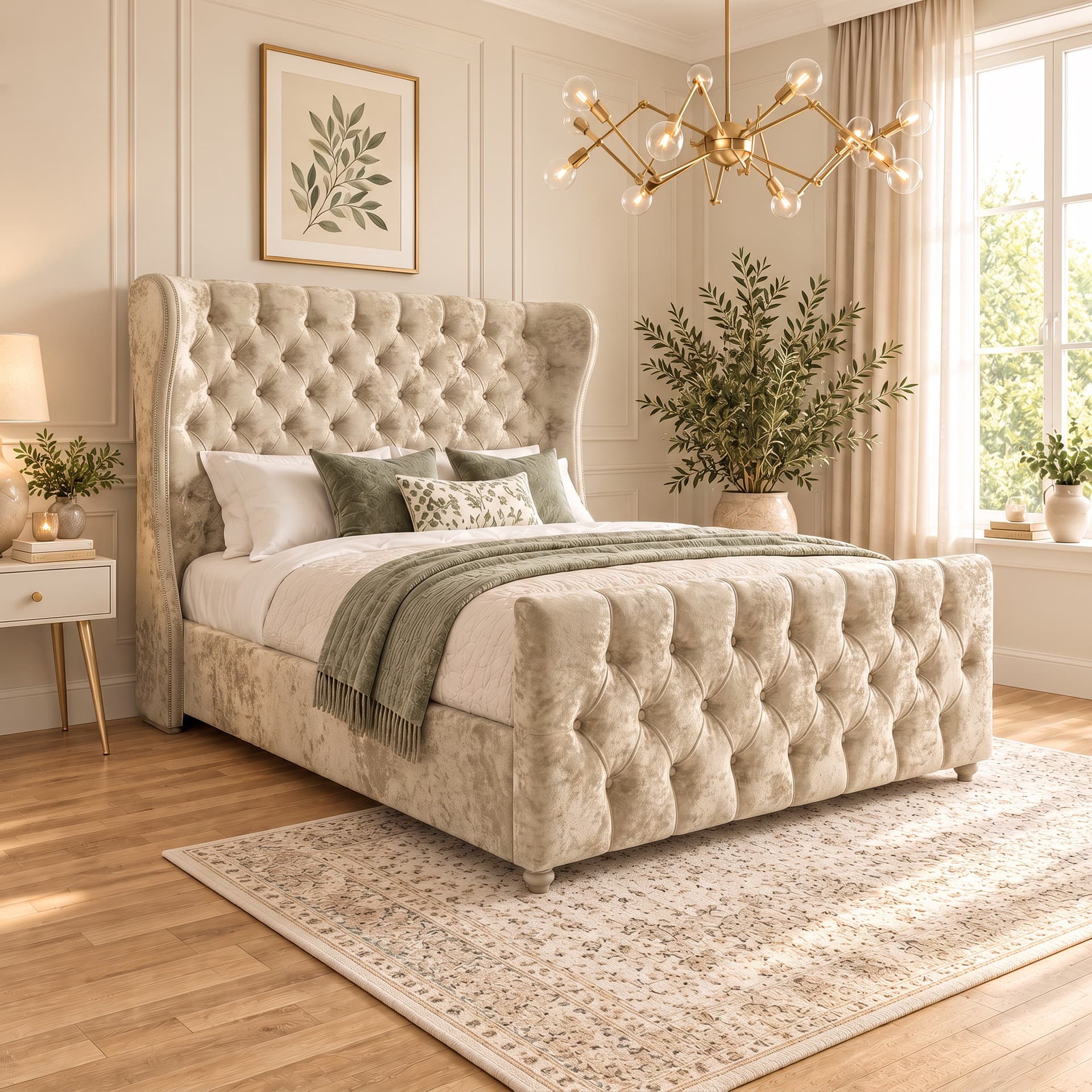 Dorothy Curved Top Upholstered Bed Frame in crushed velvet