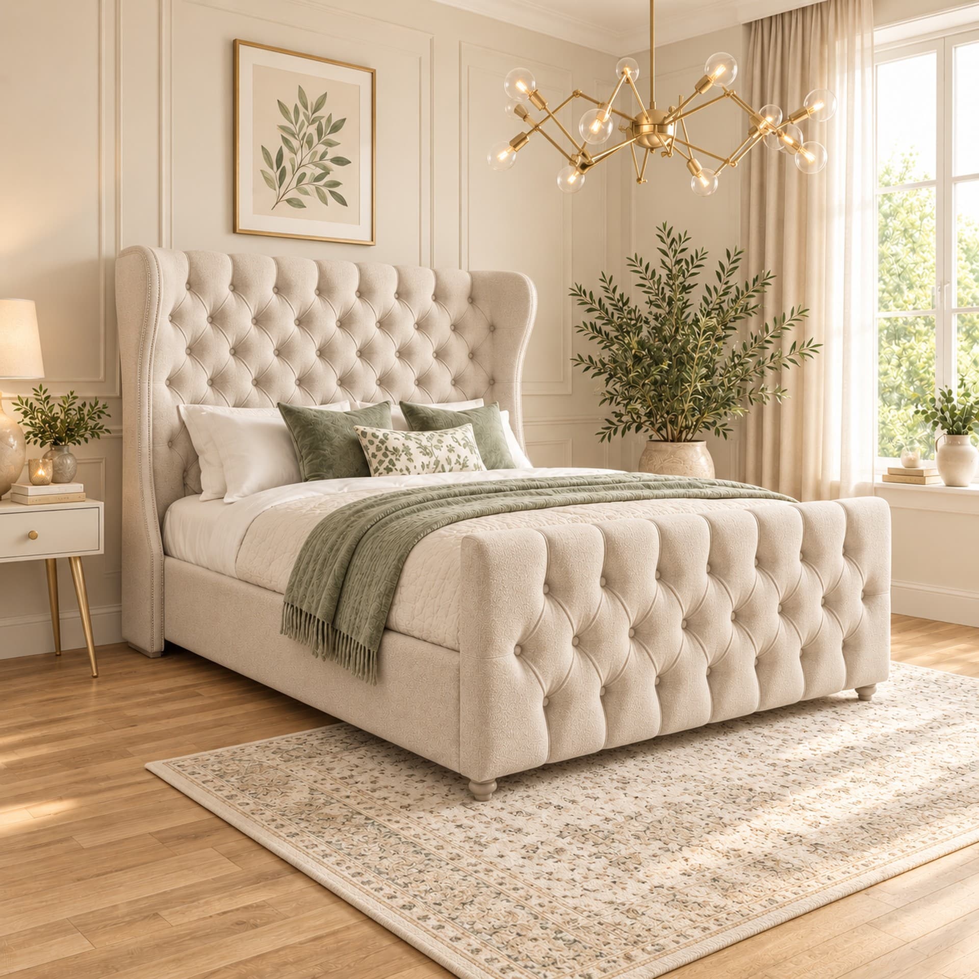 Dorothy Curved Top Upholstered Bed Frame in French Velvet