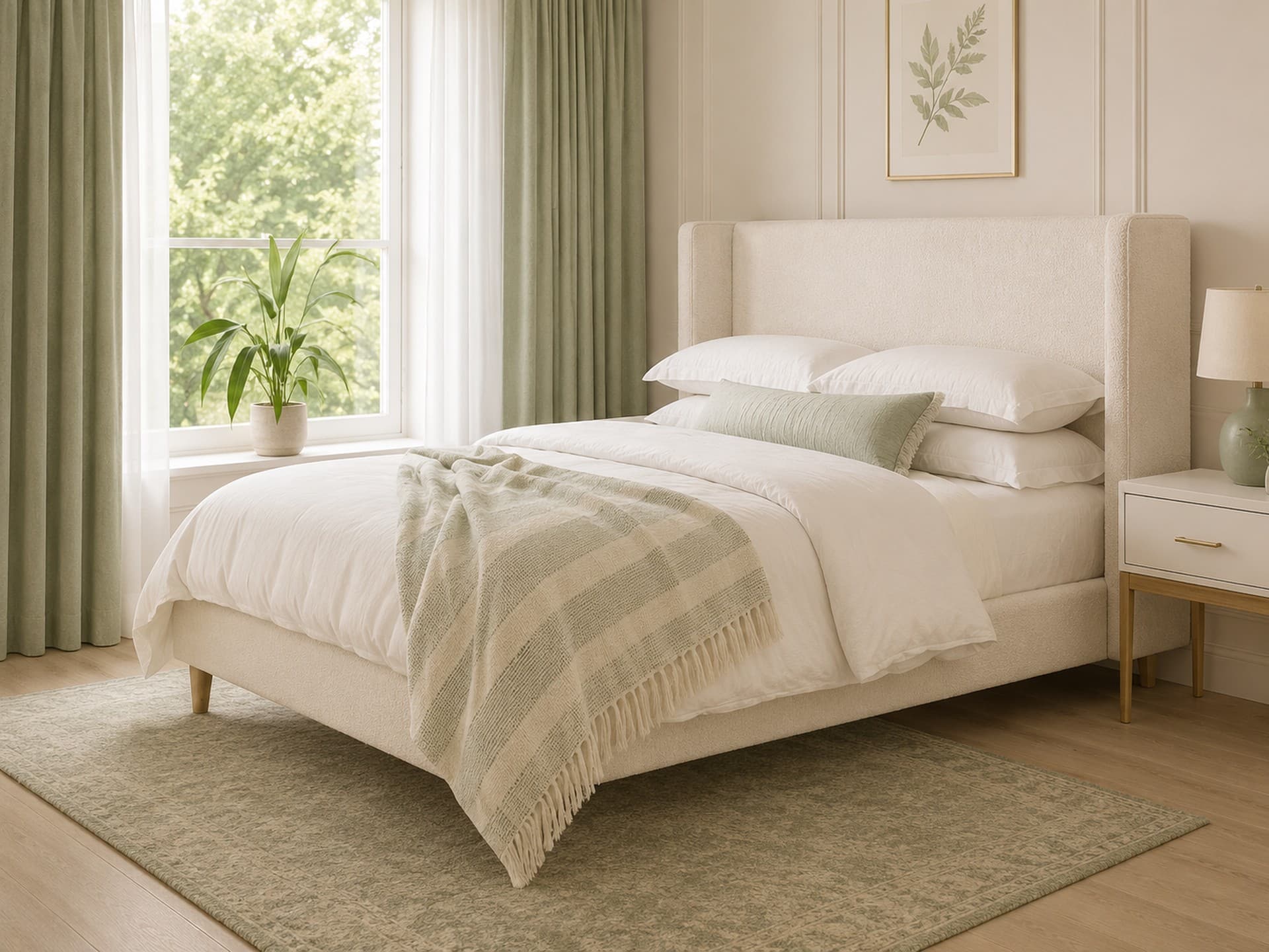 Harlow Bouclé Upholstered Bed Frame in French Velvet