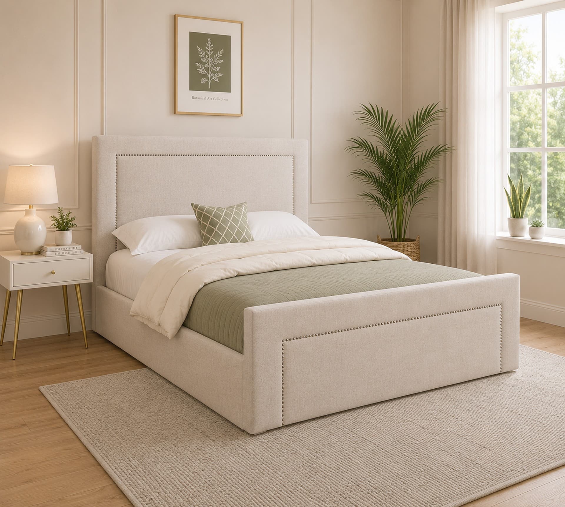 Johnnay Plain Upholstered Bed Frame in French Velvet