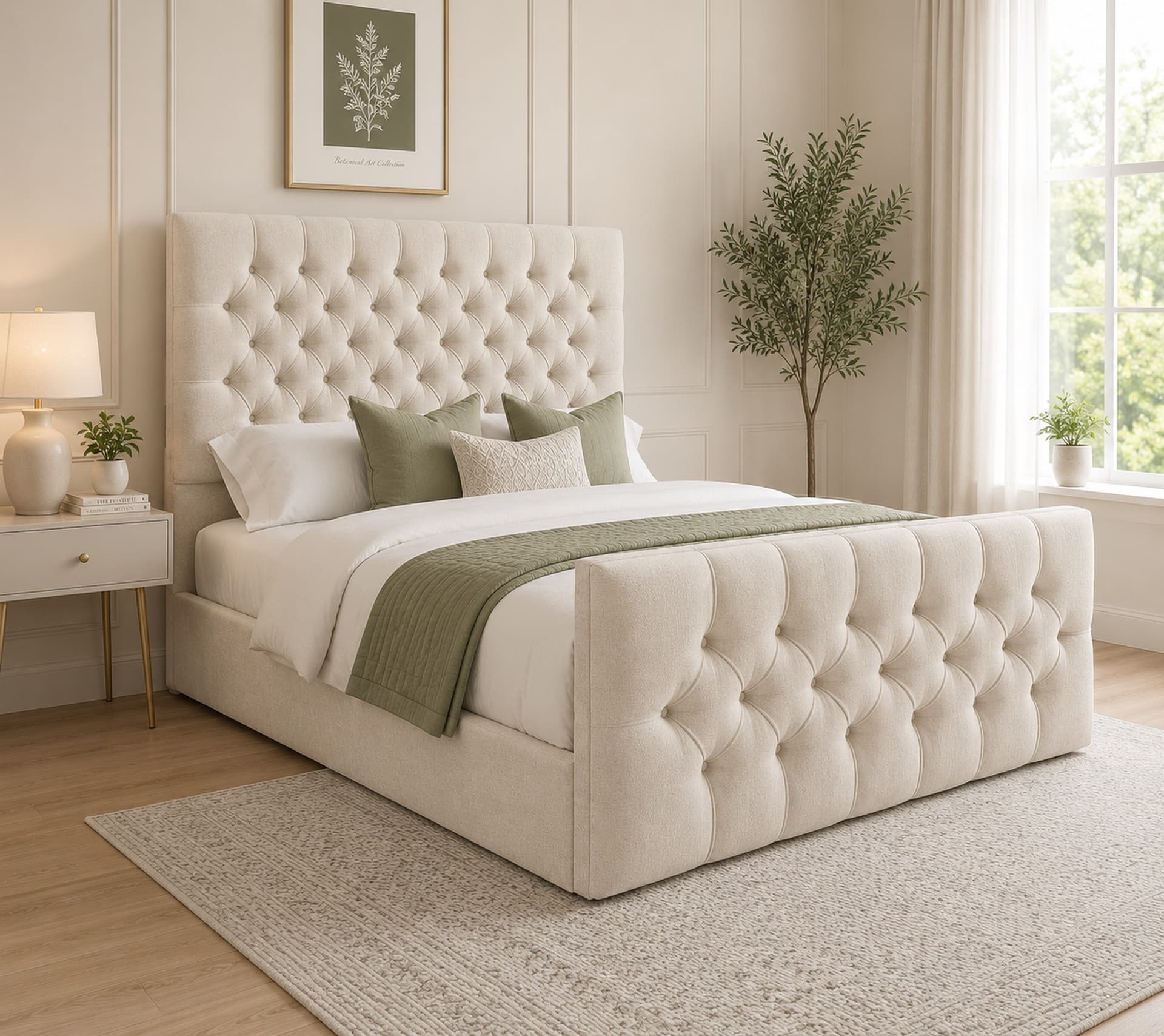 Leonard Chesterfield Upholstered Bed Frame in French Velvet