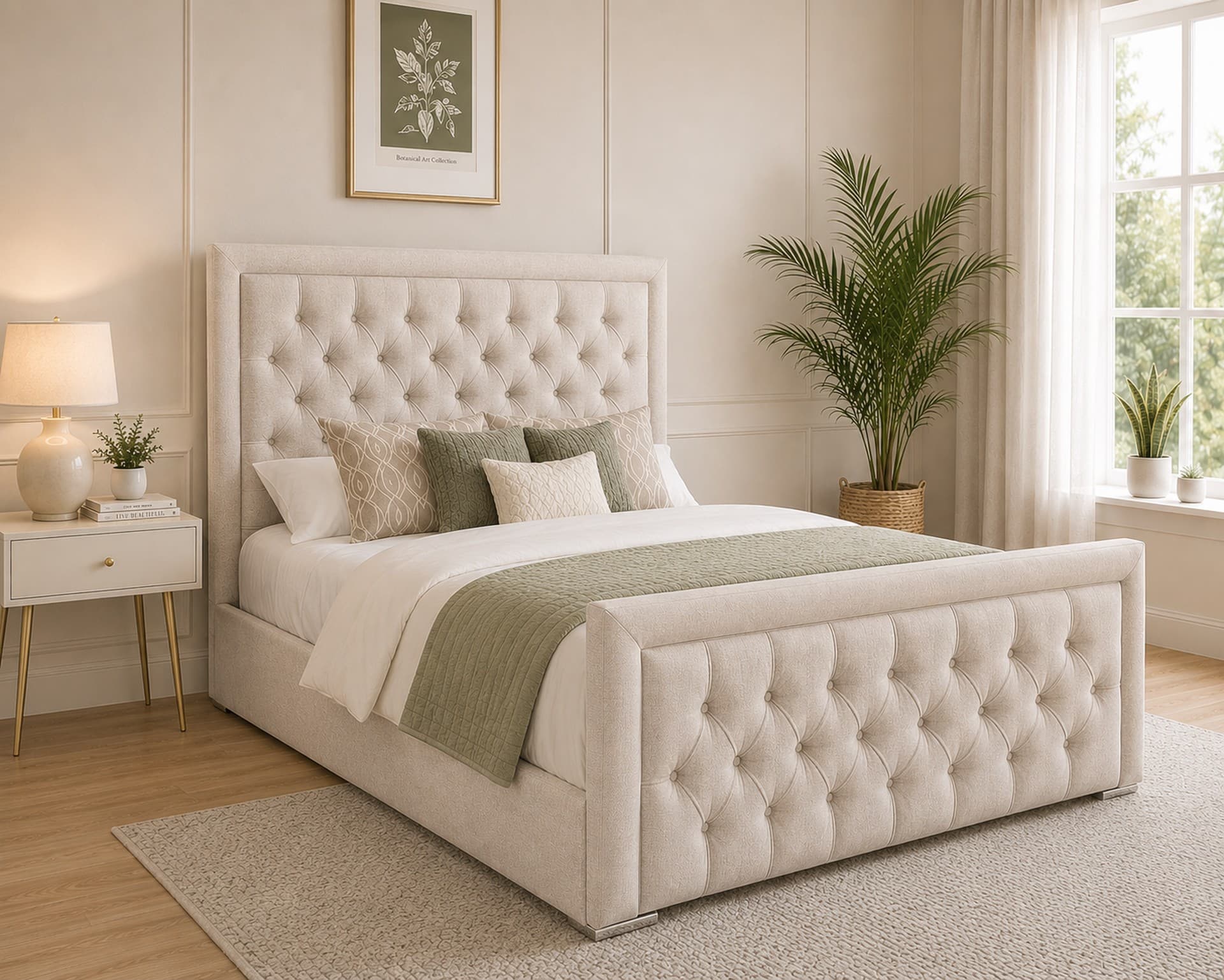 Pattonsburg Bordered Upholstered Bed Frame in French Velvet